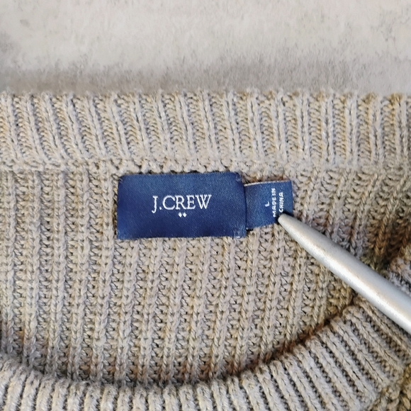 J Crew Ribbed Knit Cotton Crewneck Sweater Woodsman Shoulder Patch Mens Large - Picture 6 of 11